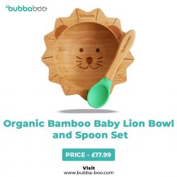 Organic Bamboo Lion Bowl and Spoon Set