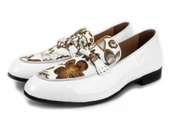 “Dublin” Embroidered Patent Leather Penny Loafers