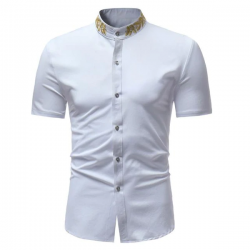 “Caesar” Mandarin Collar Short Sleeve Shirt – Multiple Colors
