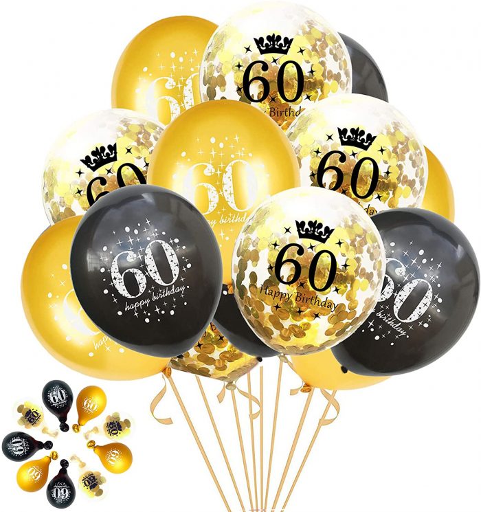 Black & Gold 60th Birthday Balloon Gift – Balloon HQ