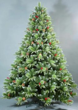210CM PE PINE NEEDLE, PVC MIXED CHRISTMAS TREE WITH DECORATIONS