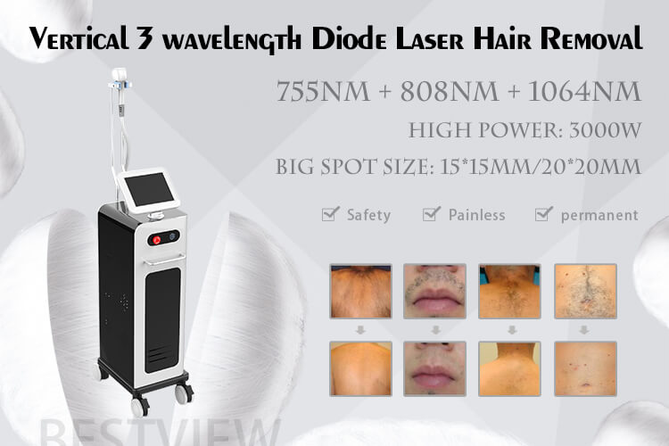 Permanent Hair Removal Machine Diode Laser 3 in 1 (Diode Laser+Alexandrite+Nd.YAG)