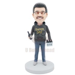 Father’s Day Gifts Custom Male Bobbleheads In Black Sweatshirt Holding Beer