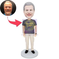 Father’s Day Gifts Male In Grey T-Shirt Custom Figure Bobbleheads