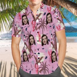 Morgan Wallen Hawaiian Shirt Pink Chinoiserie Print Hawaiian Shirt