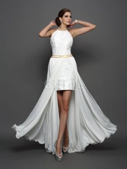 High Neck Princess Empire Waist Sleeveless Long Wedding Dress – Gillne.com
