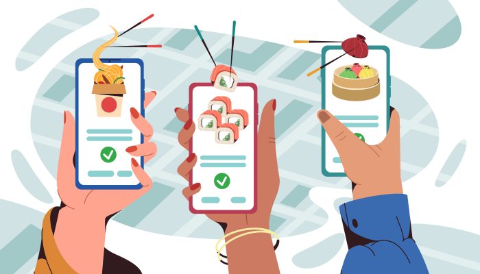 How does the user interface work for a multi restaurant online food ordering system?