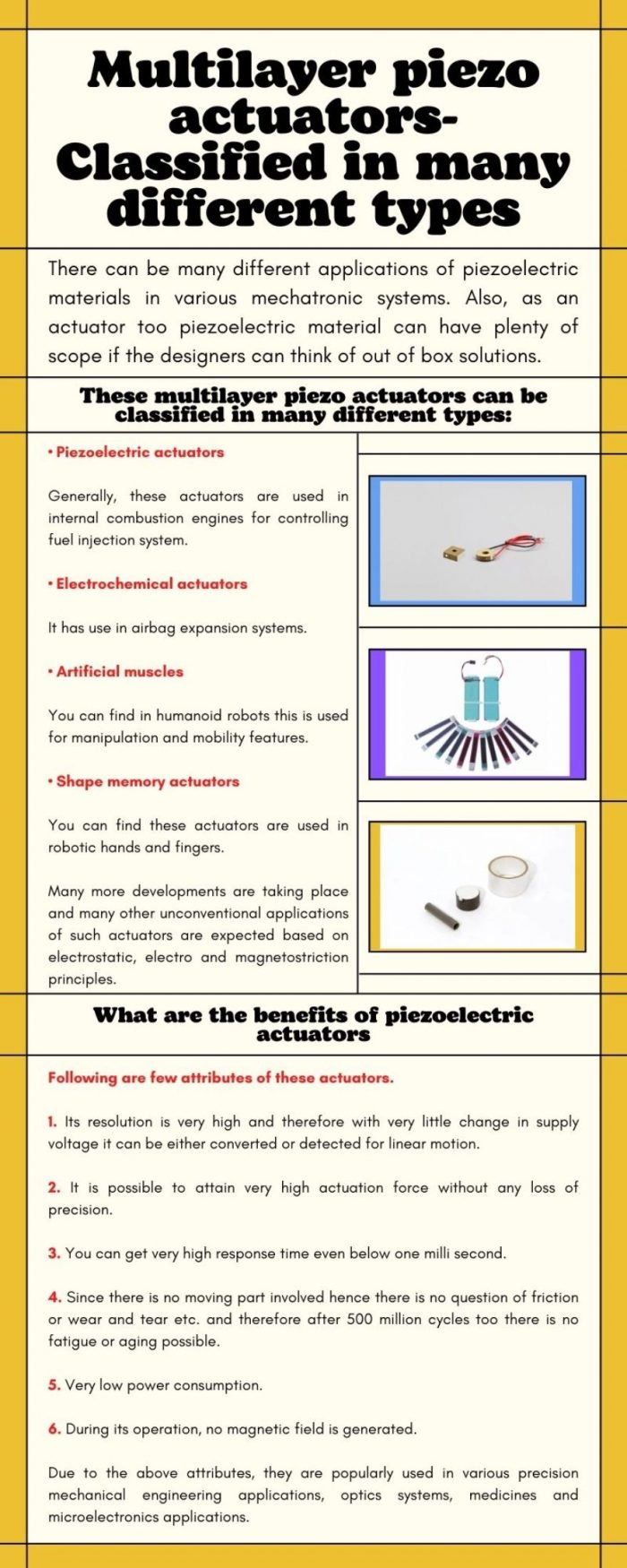 Few Basic Properties of Piezoelectric Actuators