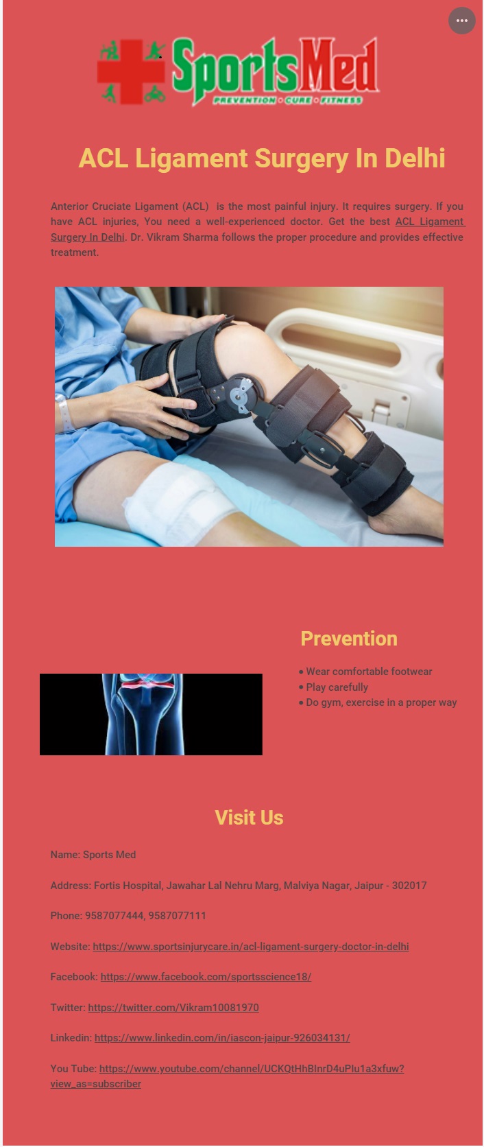 ACL Ligament Surgery In Delhi