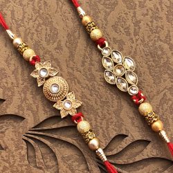 Lovely Beads Look Simple Design Rakhi for Brother