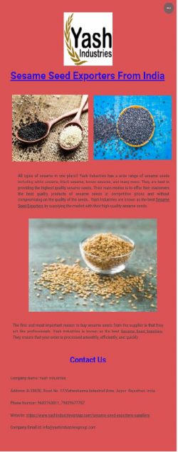 Sesame Seed Exporters From India