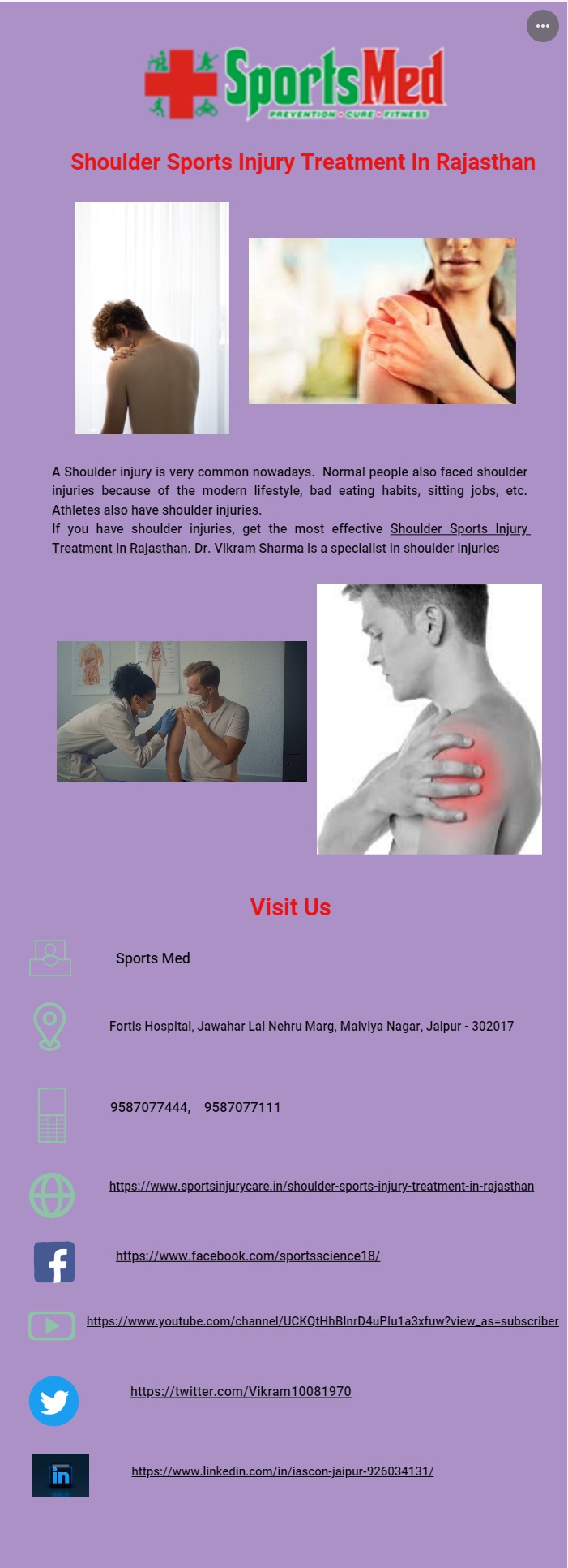 Shoulder Sports Injury Treatment In Rajasthan