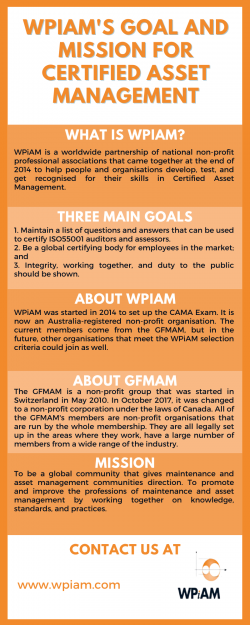 WPiAM’s Goal And Mission For Certified Asset Management