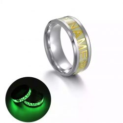 Custom Cool Fashion Punk Glowing Stainless Steel Ring With Name