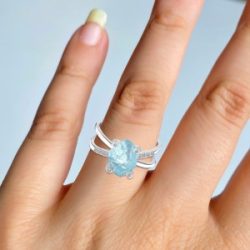 Real Natural Aquamarine Gemstone Ring