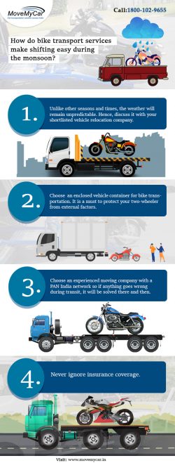 How do bike transport services make shifting easy during the monsoon?