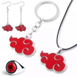 Action Anime Pendant Necklace+Ring+Earrings+Keychain, Cosplay Akatsuki Accessories