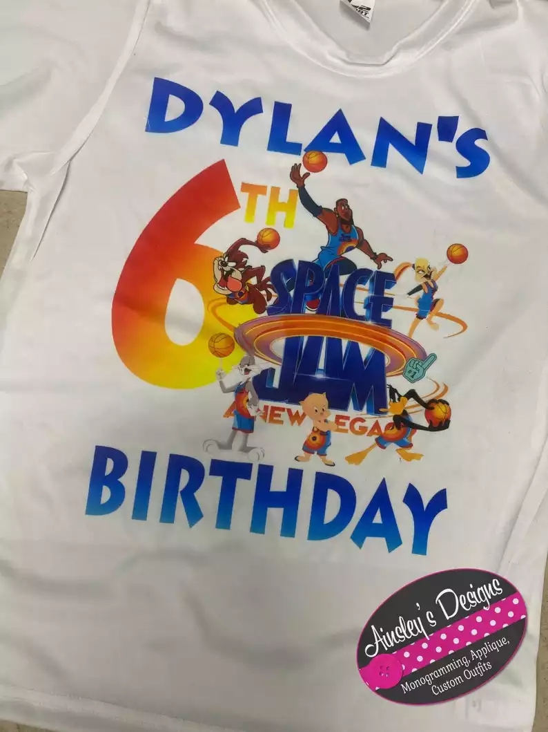 Space Jam Birthday Shirt,Cartoon birthday shirt! FREE personalization ...