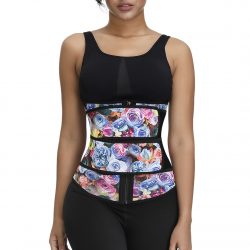 Wholesaleshapeshe 100% Latex Rose Print Waist Trainer Double Belts For Women