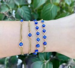 Gold Evil Eye Bracelet Best Gift Protect Yourself with The Evil Eye Bracelet Jewelry Making Supp ...