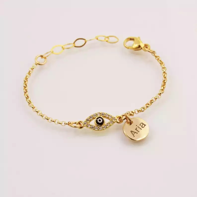 Custom Gold Evil Eye Bracelet Gold Evil Eye Bracelet Best Gift Protect Yourself with The Gold Ev ...