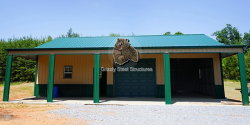 All-Vertical Garage with lean to Grizzly Steel Structures