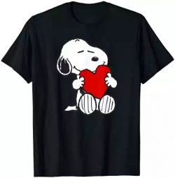 Snoopy T Shirt, Peanuts Valentine Snoopy Hugging Heart T-Shirt