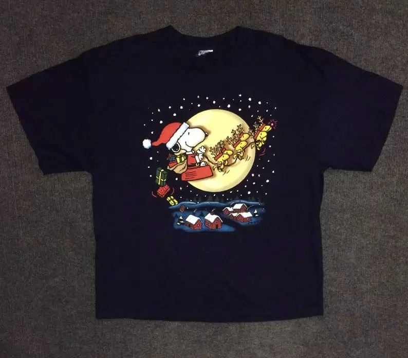 Snoopy T Shirt, Vintage Snoopy Santa Claus Christmas T Shirt