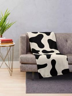 Cow Print Throw Blanket, Black Cow Print on Milk Cow Blanket