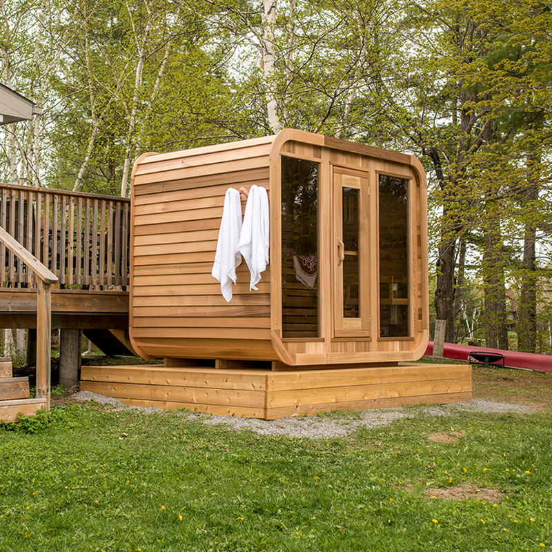 (Most popular)Smartmak Wood Outdoor Square Sauna Room