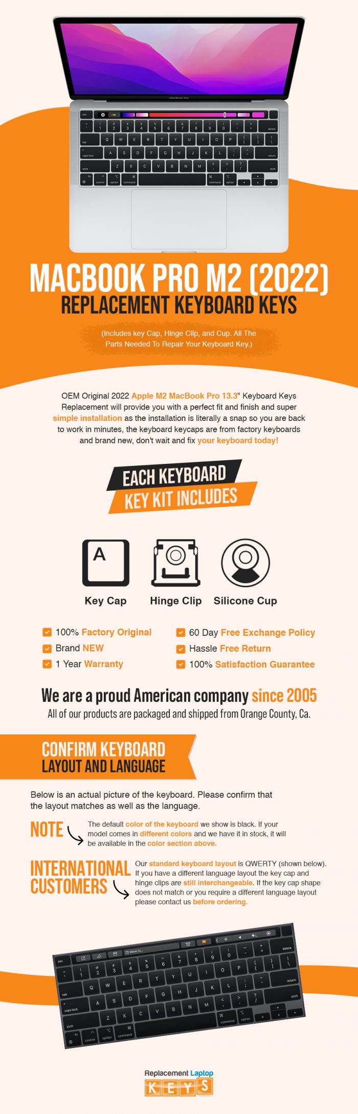 Shop100% OEM MacBook Pro M2 (2022) Keyboard Keys Online from Replacement Laptop Keys