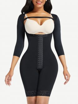 Wholesale Lace Trim Hourglass Body Shaper With Sleeves Good Elastic