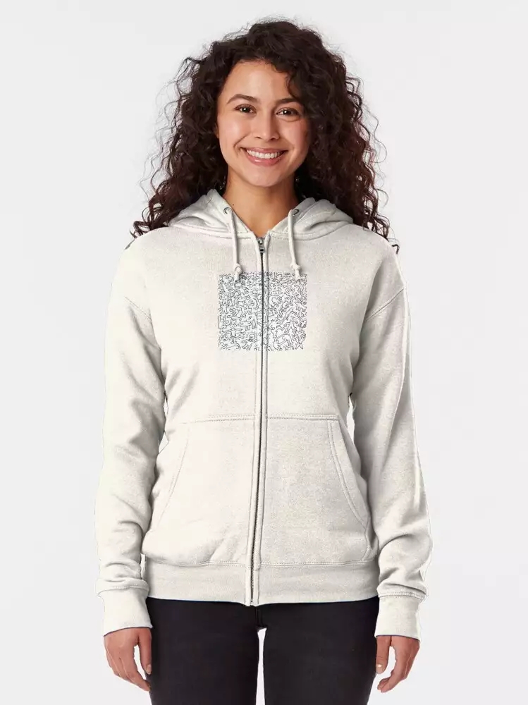 Keith Haring White Holy Sale Zipped Hoodie $65.95