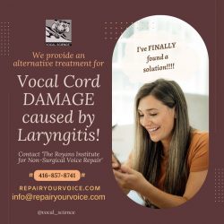 Get Treatment For Chronic Laryngitis From The Royans Institute for Non-Surgical Voice Repair