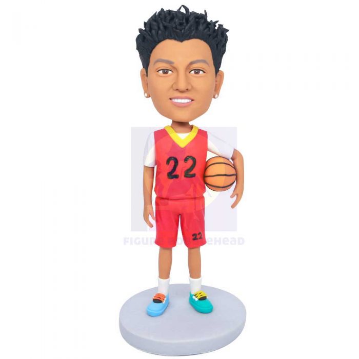 Male Basketball Player In Red Basketball Uniform Custom Figure Bobbleheads