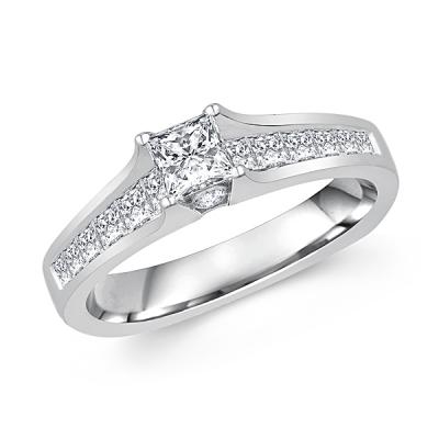 Princess Cut Diamond Cathedral Engagement Ring