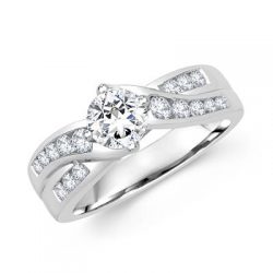 Round Diamond Channel Engagement Ring