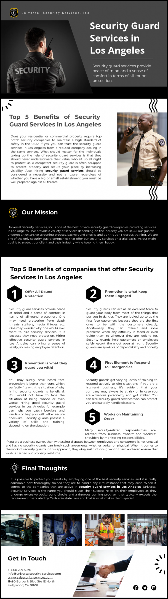 Top 5 Benefits of Security Guard Services in Los Angeles
