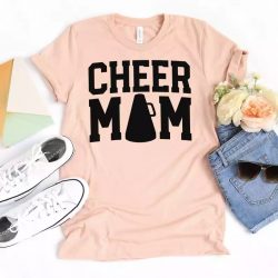 Leopard Cheer Mom Shirts Essential Mom Gifts Short Shirts Mother’s Day T Shirt