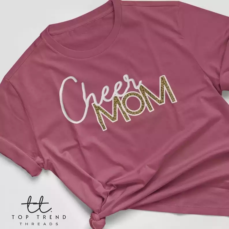 Cheer Mom Shirts Cheerleader Spirit Cheer Team Gift Short Shirts Mother’s Day T Shirt