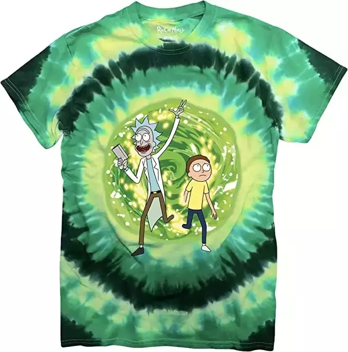 Rick and Morty Large Portal Adult Tie Dye T-Shirt, Rick And Morty Tie Dye Shirt