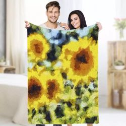 Sunflower Blanket , Throw Blanket Size 50×60, Van Gogh Abstracts Blanket $42.95