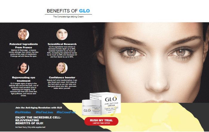 GLO Anti Aging Cream Reviews[*NEWEST REPORT]: 100% Effective Ingredients to Stop Skin Aging!