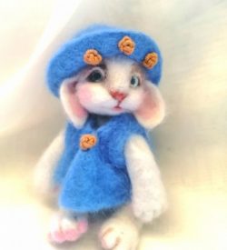 bunny in dress doll felt – needle felt rabbit doll