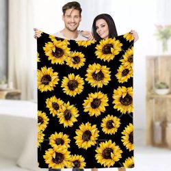Sunflower Blanket , Throw Blanket Size 50×60, Floral pattern Blanket $42.95