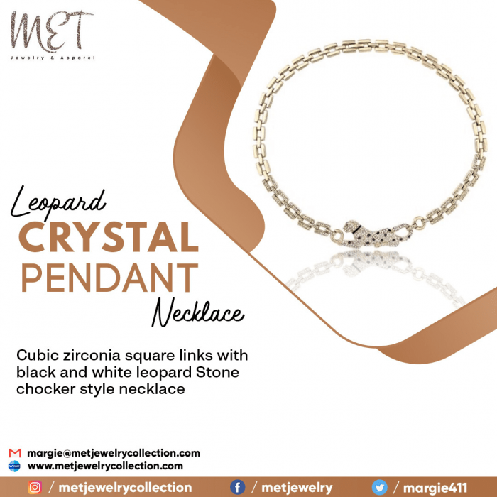 Leopard Crystal Pendant Necklace