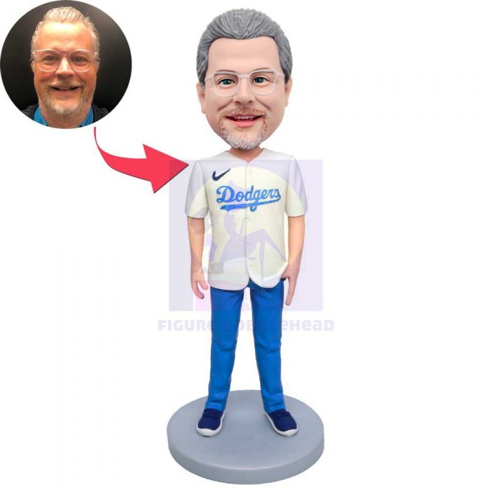 Male In White Dodgers T-shirt Custom Figure Bobbleheads