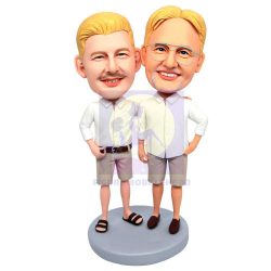 Male In White Shirt With One Of His Friends Custom Figure Bobbleheads