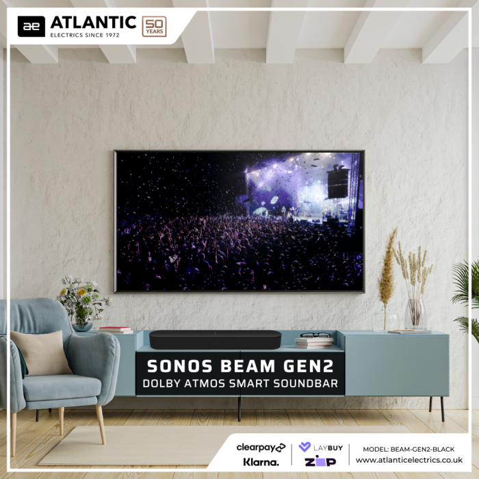 Sonos Beam Gen 2 Smart Soundbar with Dolby Atmos