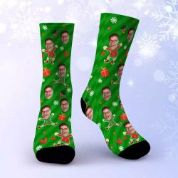 True Crime Obsessed Socks Custom Photo Socks Christmas Socks Santa Elf Print $19.95